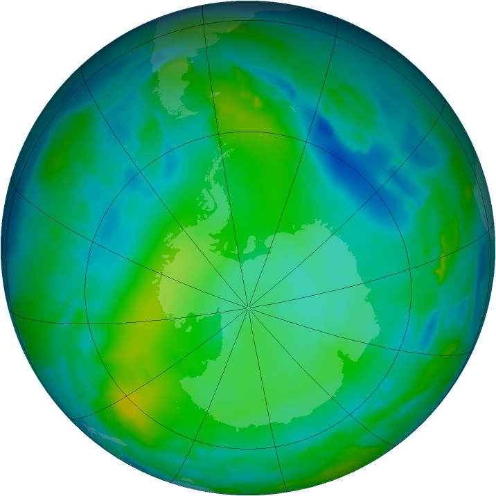 Antarctic ozone map for 05 June 2012